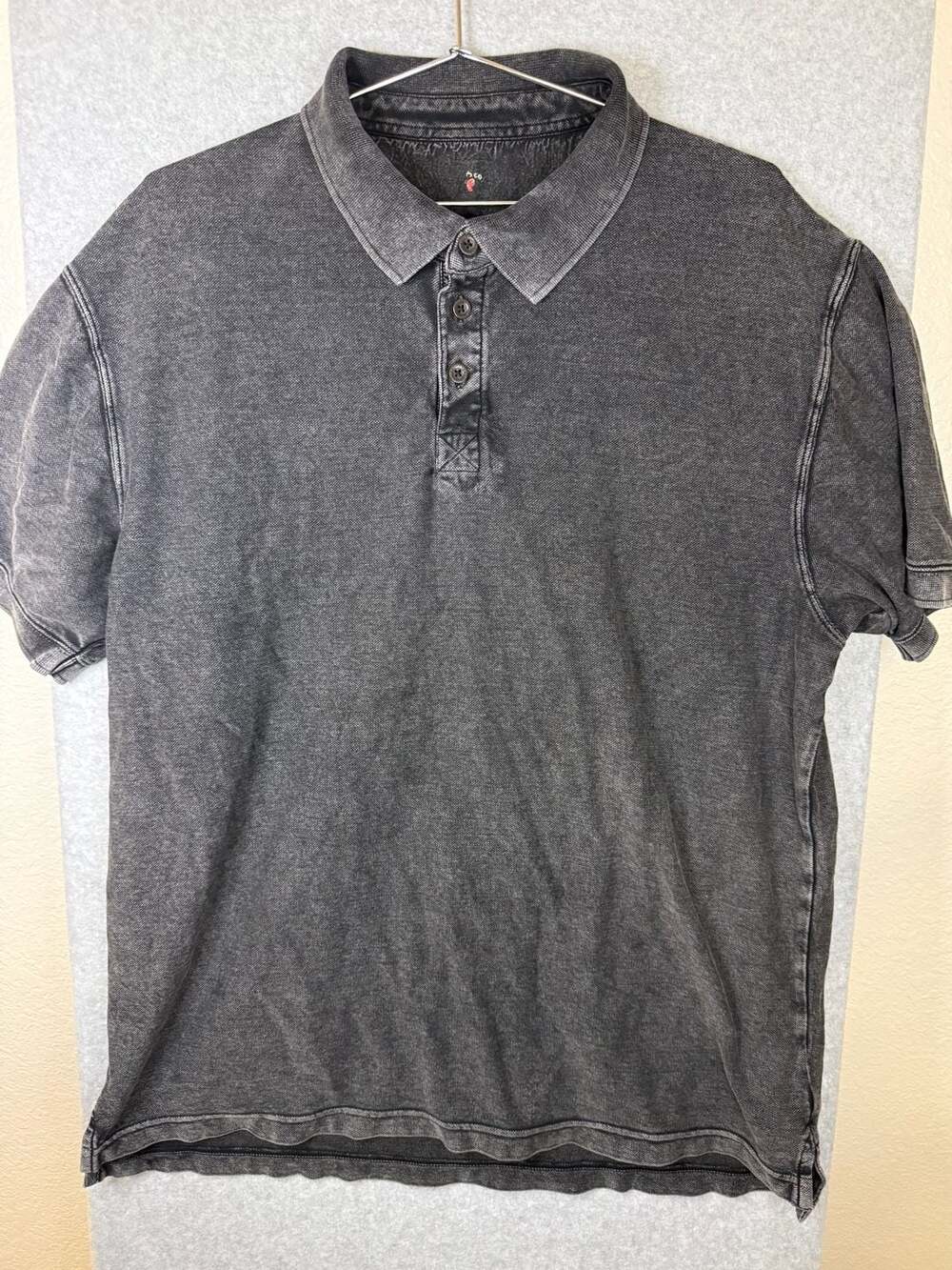 RedHead Black Acid Wash Cotton Short-Sleeve Polo Shirt